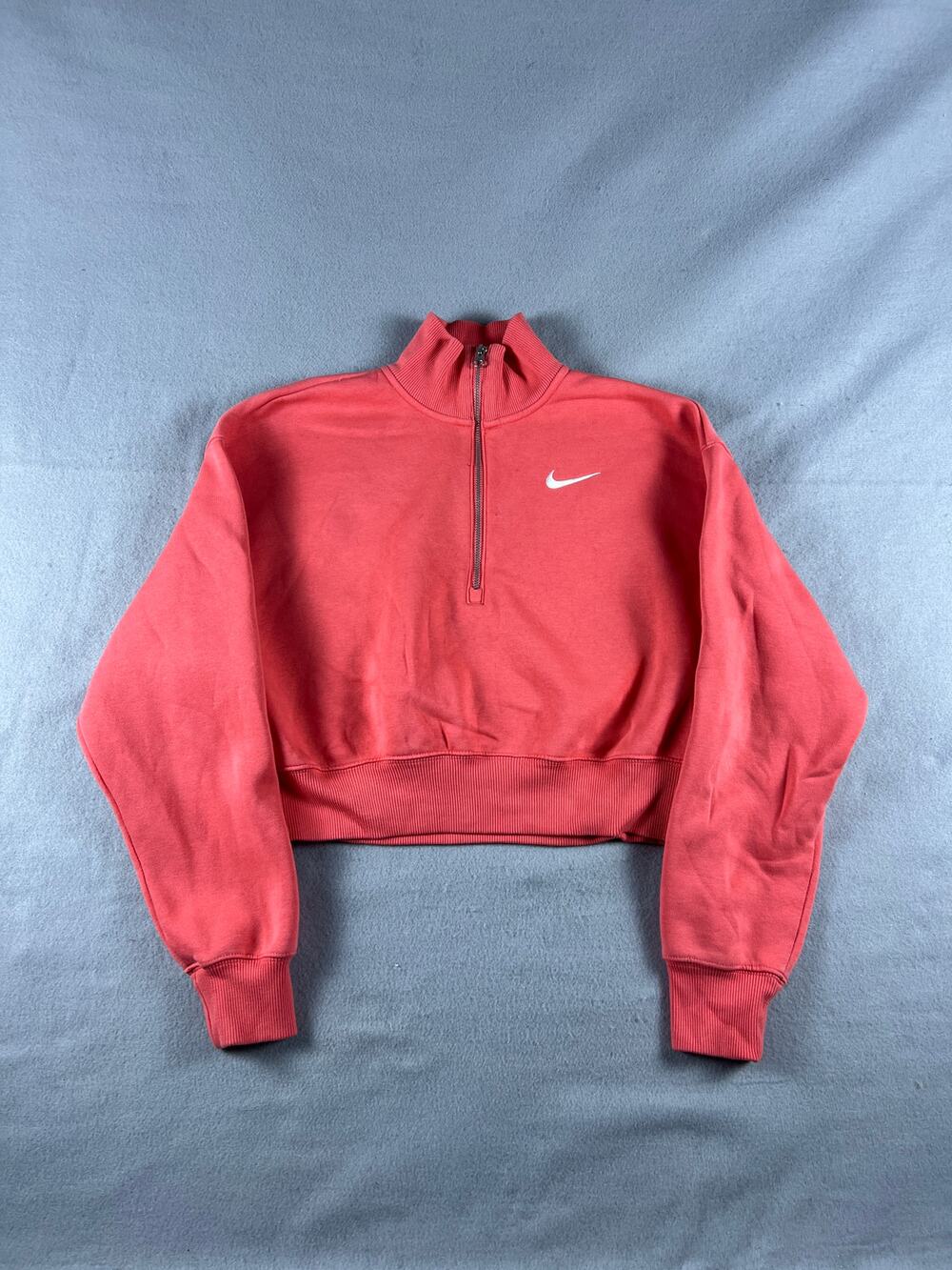 Nike NSW Phoenix Fleece 1/2-Zip Cropped Sweatshirt Women XS Pink Pullover Street